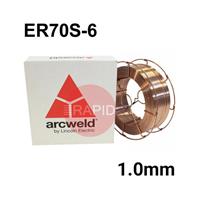 A1810LBW Lincoln Arcweld AS2 Copper Coated Steel A18 MIG Wire, 1.0mm Diameter x 15Kg Reel (Wire Basket), ER70S-6