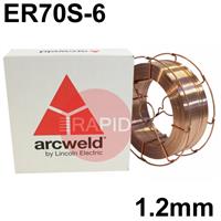 A1812LBW Lincoln Arcweld AS2 Copper Coated Steel A18 MIG Wire, 1.2mm Diameter x 15Kg Reel (Wire Basket), ER70S-6