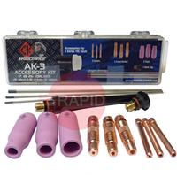 CK-AK3 CK TIG Torch Accessory Kit For CK210, TL210, FL250, CK300, TL300, CK18, TL18, CK26, TL26 & Kemppi 220, 250W (See Chart For Contents)