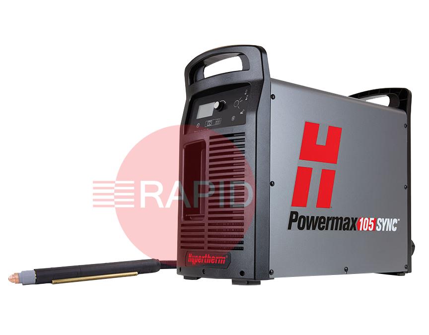 059693  Hypertherm Powermax 105 SYNC Plasma Cutter with 180° 7.6m Machine Torch & CPC Port, 400v CE