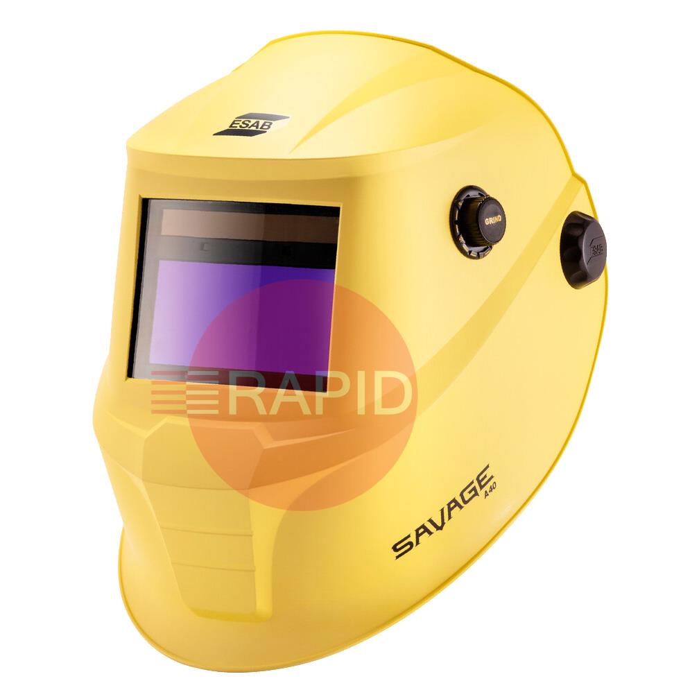 0700000491  ESAB Savage A40 Auto Darkening Welding Helmet, Shades 9-13 - Yellow