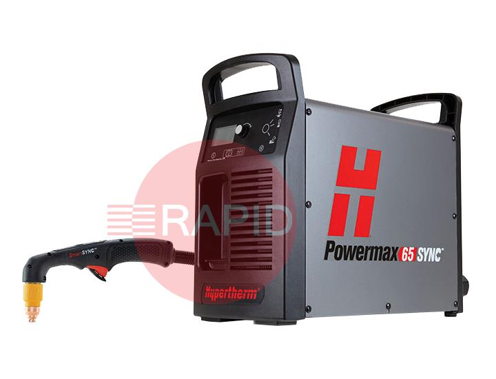 083358  Hypertherm Powermax 65 SYNC Plasma Cutter with 7.6m Hand Torch & CPC Port for Automated Use, 400v CE