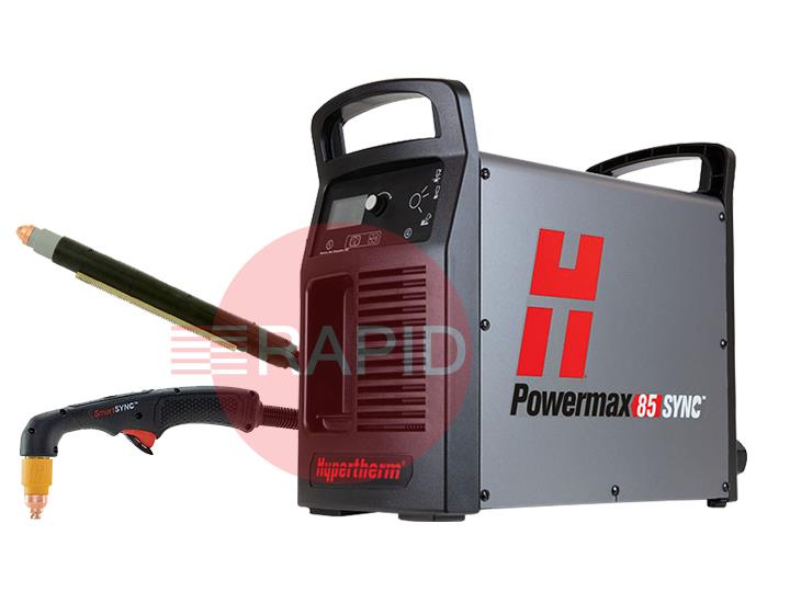 087204  Hypertherm Powermax 85 SYNC Plasma Cutter with 75° & 180° Hand & Machine Torches, Remote & CPC Port, 400v CE