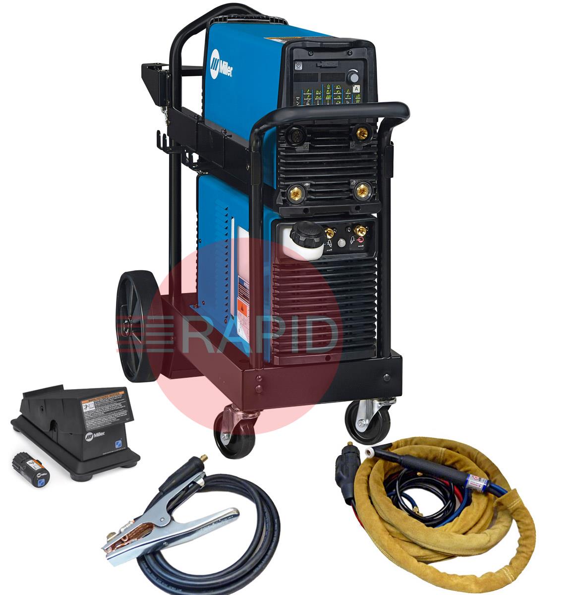 907514008WPTR  Miller Dynasty 280 DX AC/DC Water Cooled Tig Welder Package with Trolley, CK 230 4m & Wireless Foot Pedal, 208 - 480 VAC