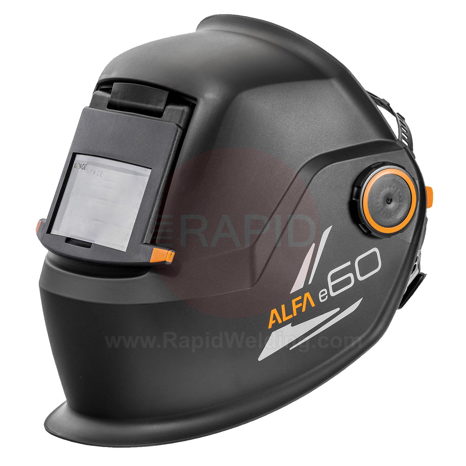 9873020  Kemppi Alfa e60P Welding Helmet, with 110 x 60mm Passive Shade 11 Lens and Flip Front for Grinding