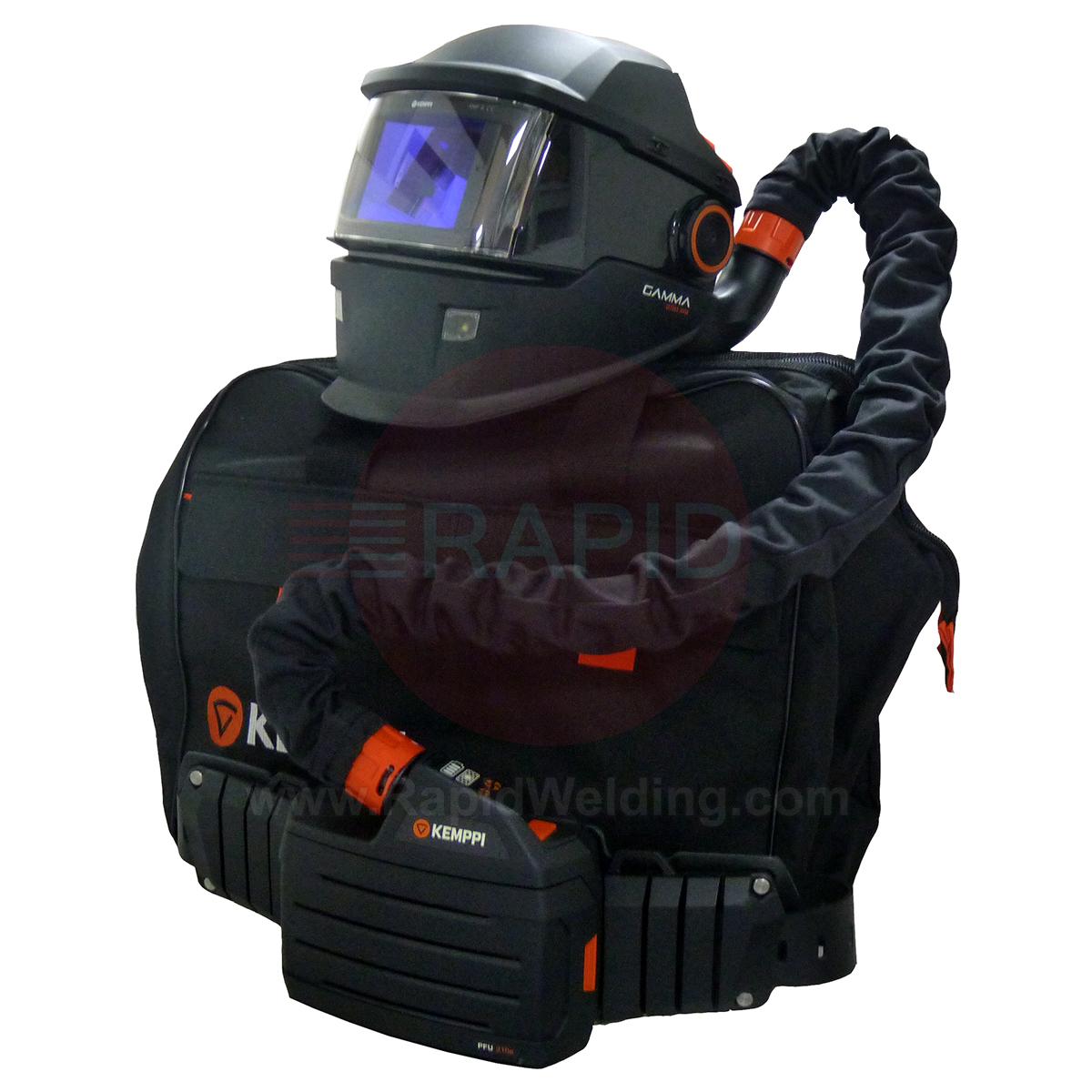 P0721  Kemppi Gamma GTH3 XFA Auto Darkening Welding Helmet & PFU 210E PAPR System, Shades 5, 8, 9 - 15