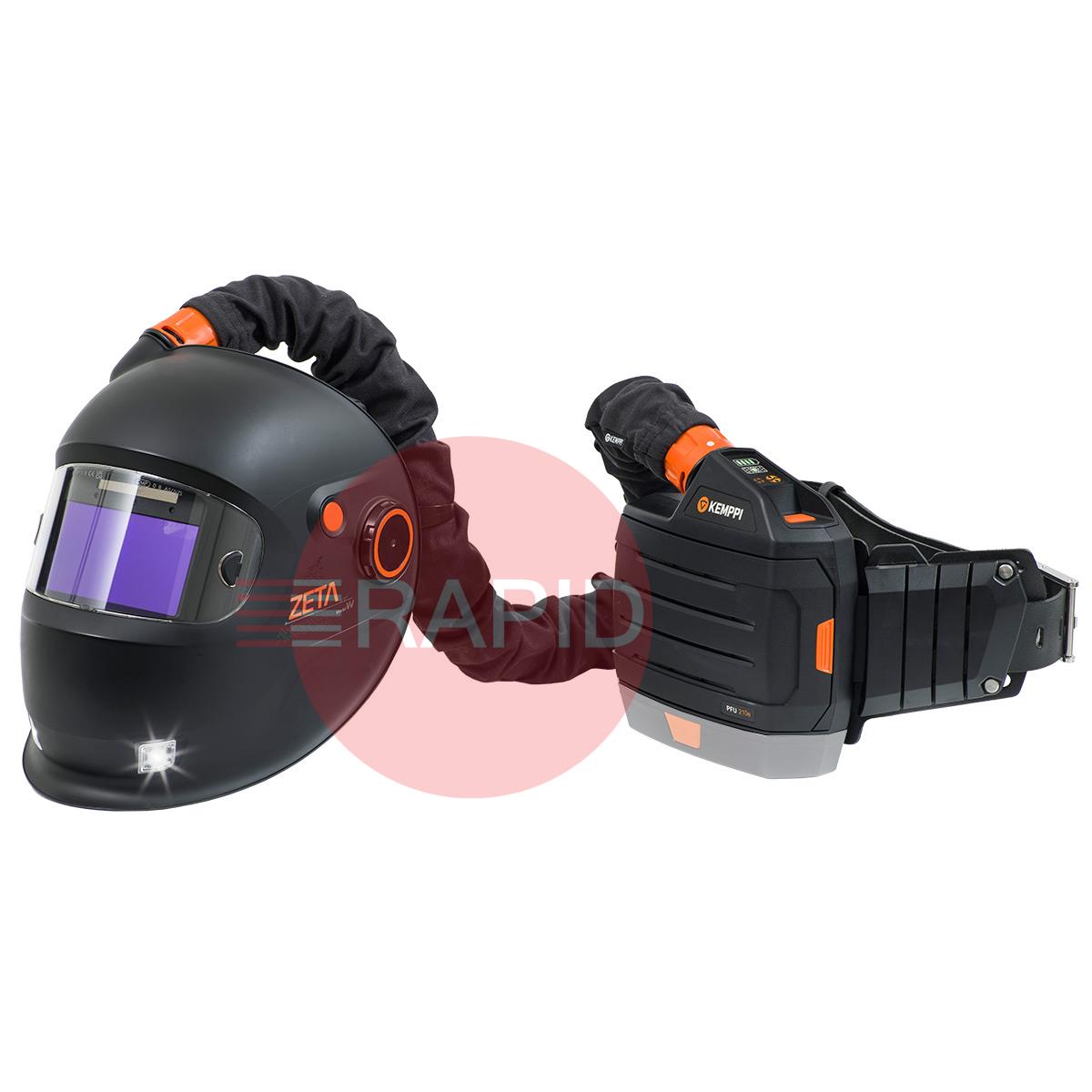 9873831  Kemppi Zeta Fresh Air W201X Auto Darkening Welding Helmet & PFU 210e PAPR System, Shades 8-12