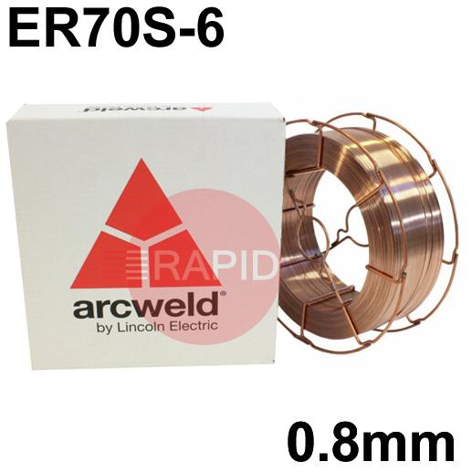 A1808LBW  Lincoln Arcweld AS2 Copper Coated Steel A18 MIG Wire, 0.8mm Diameter x 15Kg Reel (Wire Basket), ER70S-6