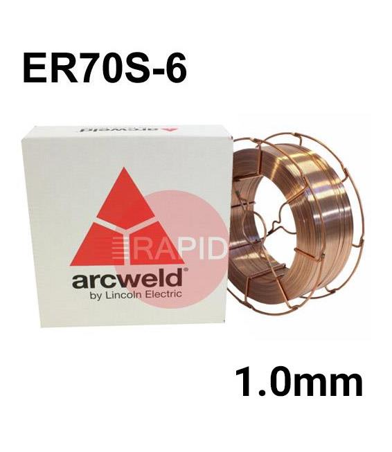 A1810LBW  Lincoln Arcweld AS2 Copper Coated Steel A18 MIG Wire, 1.0mm Diameter x 15Kg Reel (Wire Basket), ER70S-6