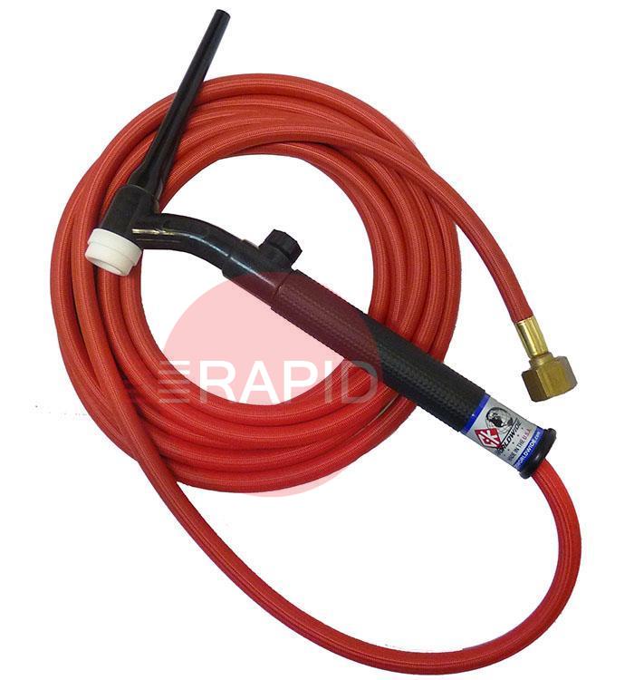 CK-CK17V12RSFFX  CK17V Flex Head Gas Cooled TIG Torch With 1pc 4m Superflex Cable & Gas Valve 3/8 BSP, 150 Amp @ 100% Duty Cycle