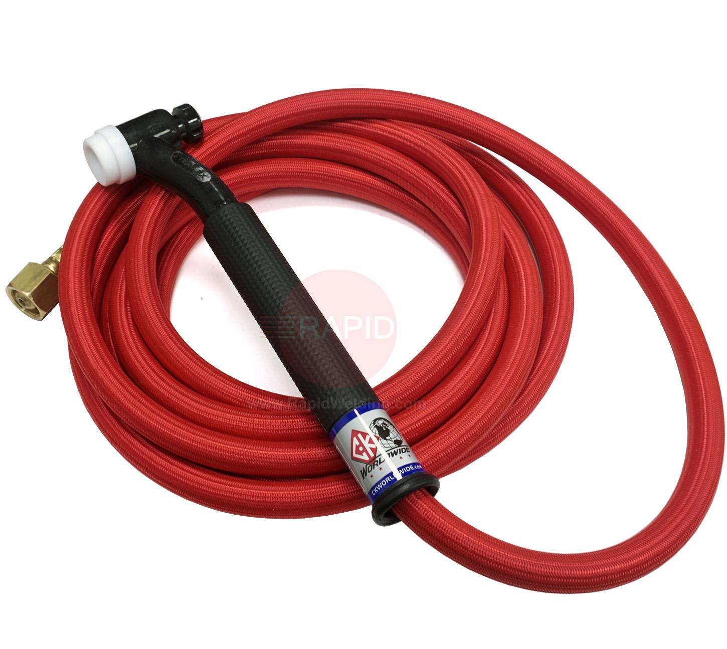 CK-TL2625RSFFX  CK TL26 Trimline 200A TIG Torch with 1 Piece Superflex Cable 8m & Flex Head