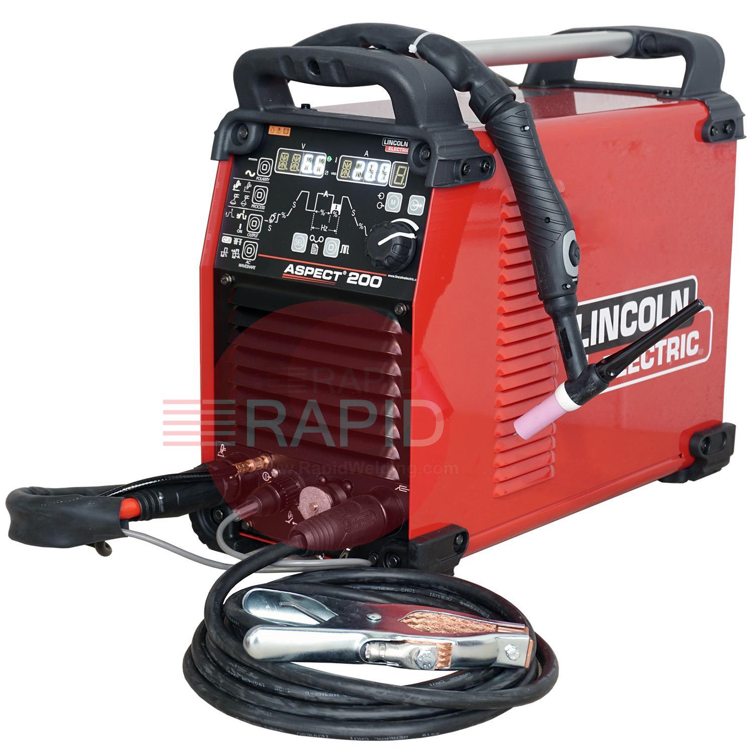 K14189-1AP  Lincoln Aspect 200 AC/DC TIG Welder, Ready to Weld Air-Cooled Package - 115v / 230v, 1ph