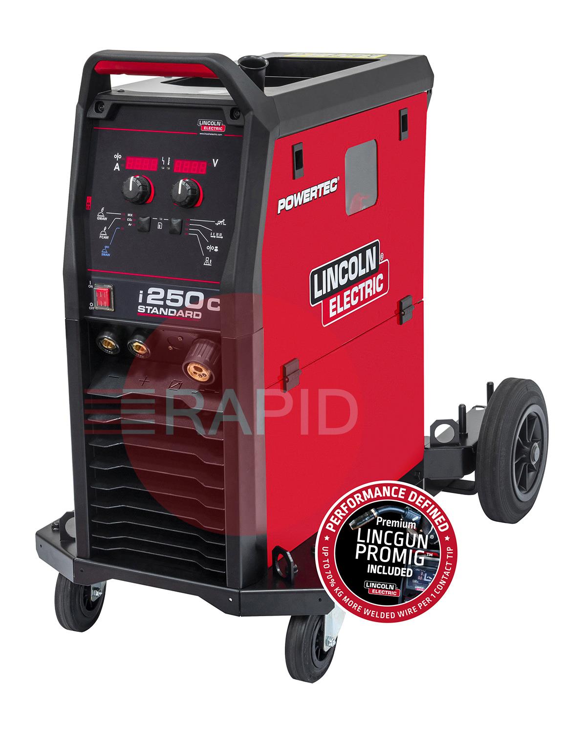 K14284-2  Lincoln Powertec i250C Standard MIG Inverter Welder Package - 400v, 3ph