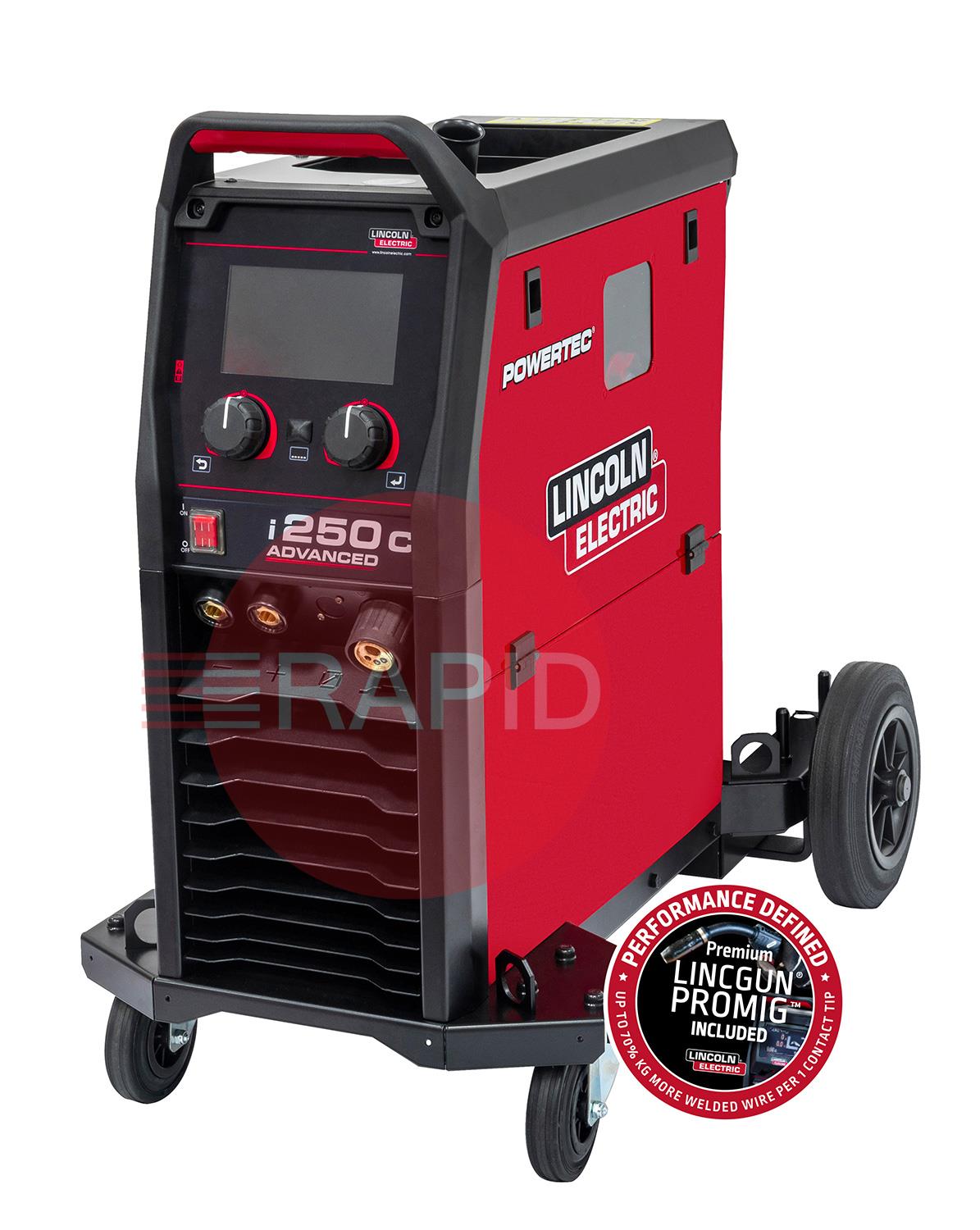 K14285-2  Lincoln Powertec i250C Advanced MIG Inverter Welder Package - 400v, 3ph