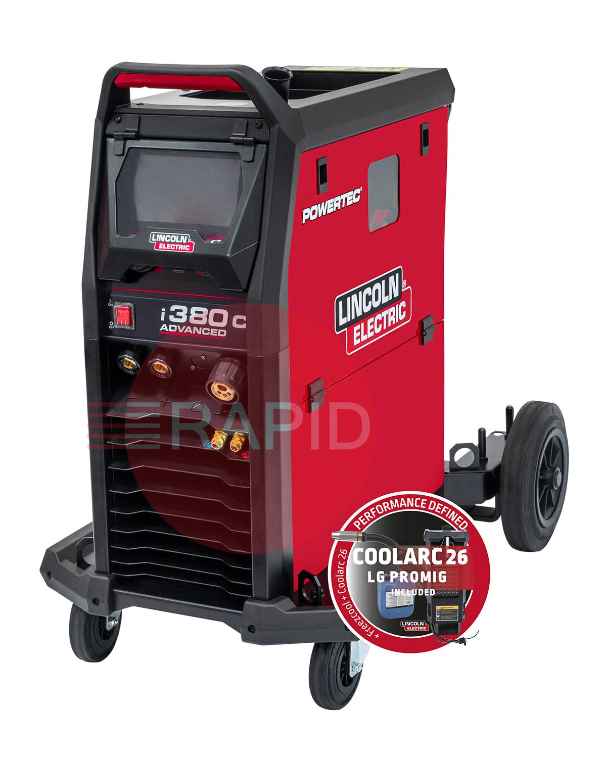 K14288-3  Lincoln Powertec i380C Advanced MIG Inverter Welder Water Cooled Package - 400v, 3ph