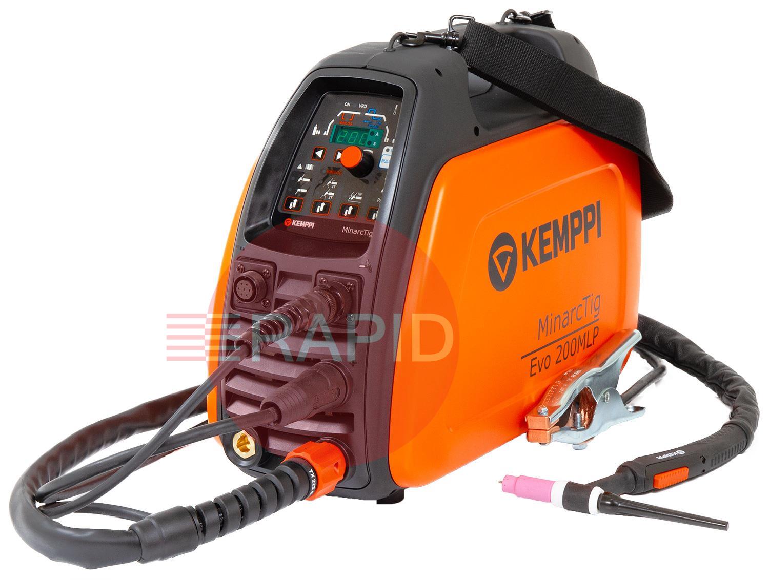 P0643TX  Kemppi MinarcTig EVO 200 MLP with 8m TX225G8 Torch, Earth Cable & Gas Hose